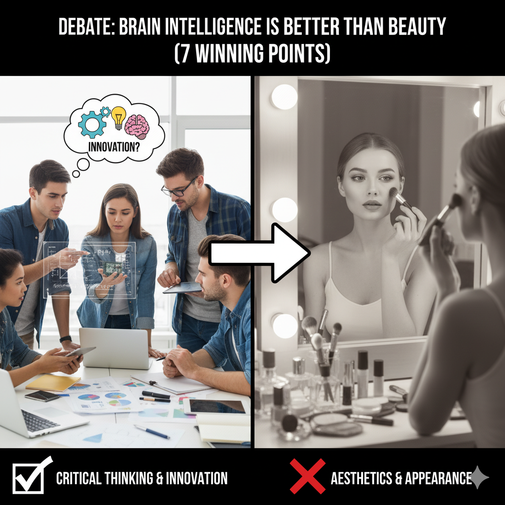 Debate: Brain Intelligence is Better Than Beauty (7 Winning Points)
